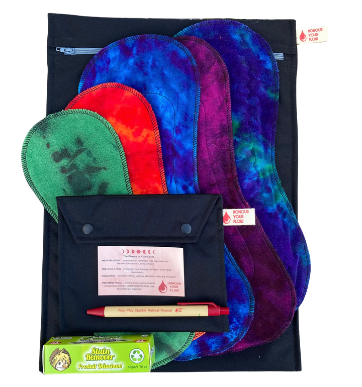 Starter Pack UK size 22-30 -  Organic Cotton Reusable Period  Pad Kit