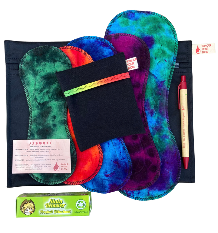 Starter Pack UK size 8-12 - Organic Cotton Reusable Period Pad Kit